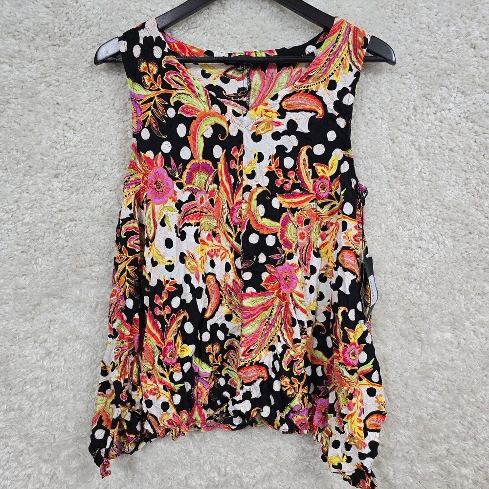 Liv‎ by Habitat Womens Crinkle Asymmetrical Floral Paisley Top Size S Artsy Boho